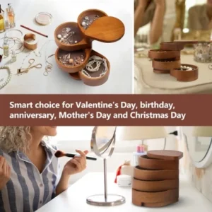 4 layer rotatable jewelry holder organizer wooden box