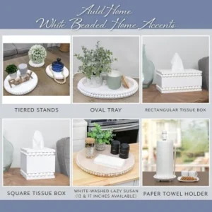 rustic farmhouse rectangular tissue holder beaded wooden tissue box