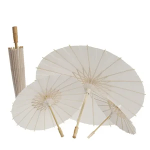 white paper parasol umbrellas for wedding decorations, bulk blank bamboo paper umbrella for bridal, outdoor wedding parasols, photo props, plain diy craft parasol