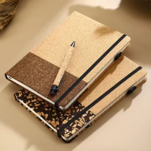 Custom cork notebook with elastic band